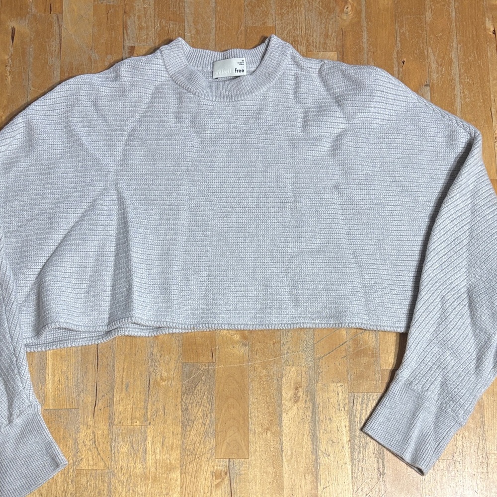 Wilfred Light Gray Ribbed Crop Sweater Top